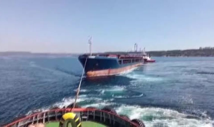 Çanakkale boğazında KAPITAN SHYRIAGIN makine arızası sonrası Karanlık Liman'a çekildi