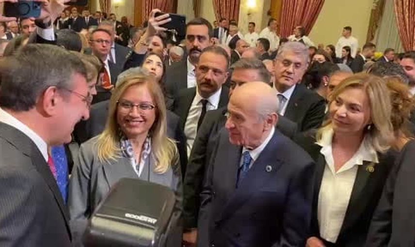 Yeni yasama dönemine ilişkin temenniler paylaşıldı: Yılmaz ve Bahçeli TBMM resepsiyonunda buluştu