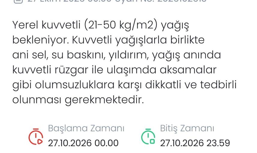 Son çağrı: Denizli 27 ekim'de kuvvetli sağanak için uyarıldı