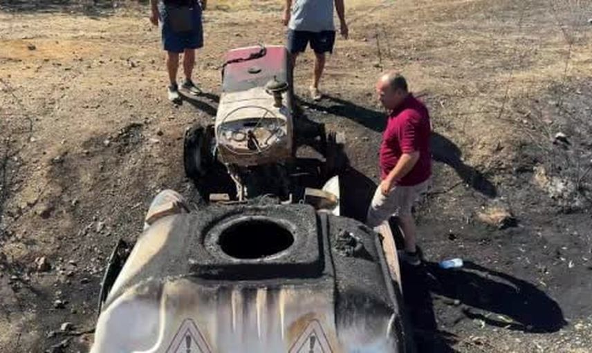 Alevlerin gölgesinde kalan traktör, son anda kurtulan sürücünün çağrısı