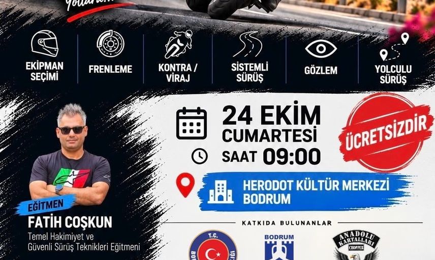 Bodrum'da sürüş becerilerini güçlendiren ücretsiz motosiklet eğitimi
