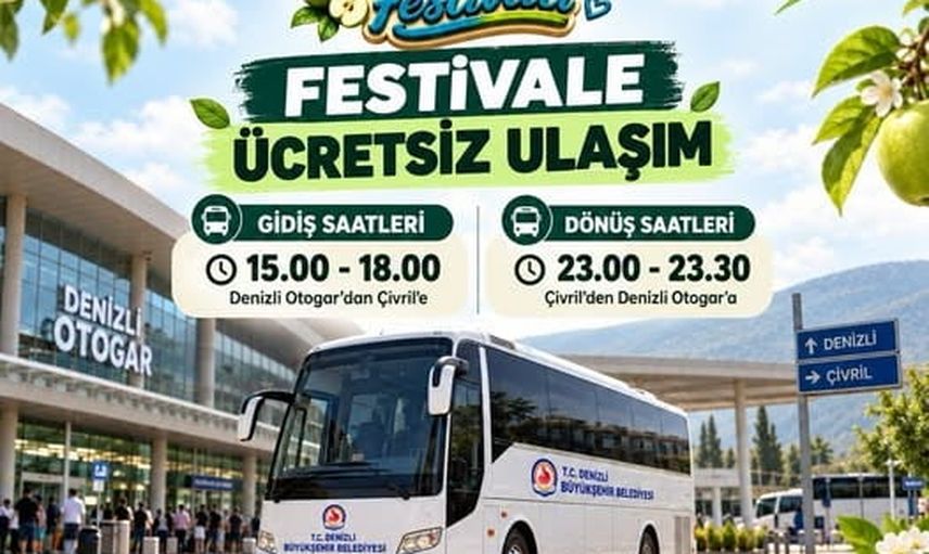 Denizli’den çivril elma festivaline ücretsiz servisle ulaşım imkânı