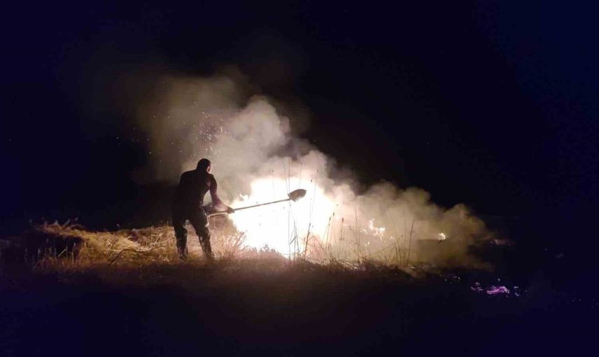 Şarkışla'da buğday tarlasında çıkan yangın 20 dönüm alanı kül etti
