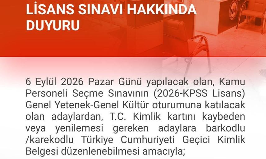 sınav günü kimliği eksik olan adaylara kolaylık: Zonguldak nüfus müdürlükleri pazar açık