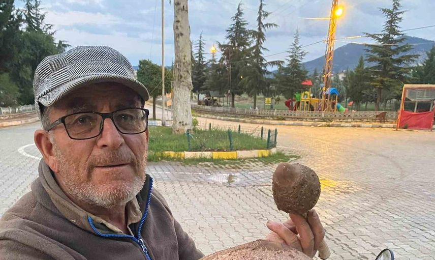 Arazide bulunan dev külah mantarı Çetmi Mahallesi'nde mahalleyi heyecanlandırdı