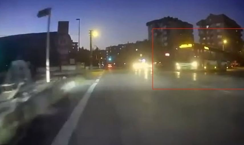 Kırmızı ışıkta tehlike oluşturan otobüs şoförünün ehliyetine el kondu
