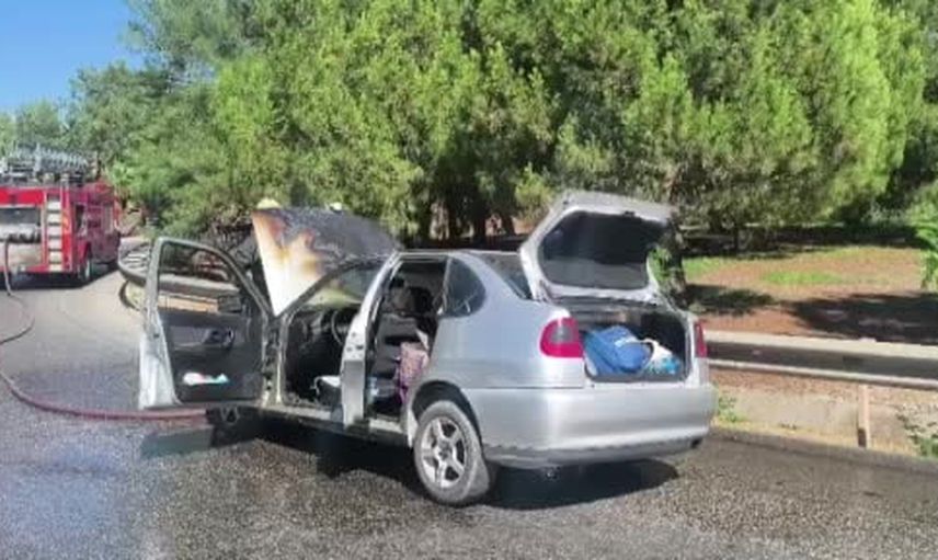 Taburcu olduktan dakikalar sonra alev alan otomobil kullanılamaz hale geldi