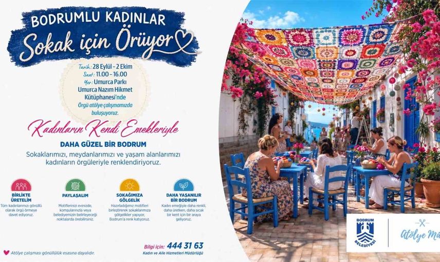 Bodrum'da kadınların örgüleri sokaklara estetik gölgelikler taşıyacak