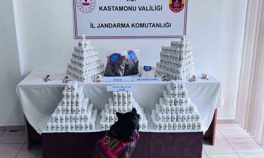 Kastamonu'da yol kontrolünde 69 bin 407 sentetik hap ve yüzlerce gram uyuşturucu ele geçirildi
