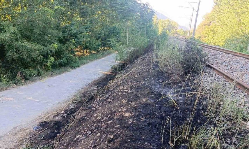 Bilecik'te YHT hattı kenarında yaklaşık 10 metrekarelik ot ve çalılık yangını kontrol altına alındı