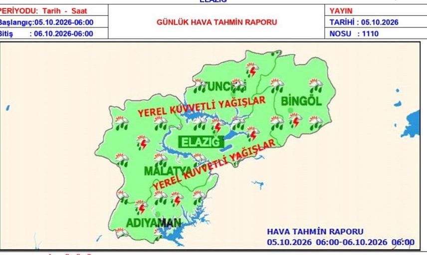 Elazığ'da kuvvetli yağışa karşı tedbir çağrısı