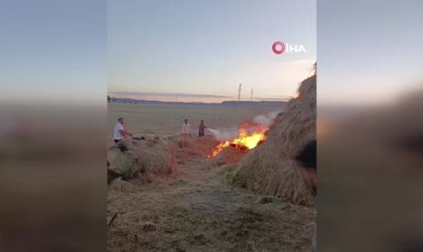 Tekman'da çıkan yangın 700-800 ot balyasını kullanılamaz hale getirdi