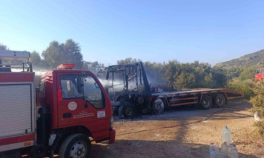 Datça'da yangınla kullanılamaz hale gelen kamyonetin kundaklandığı iddiasıyla iki kişi tutuklandı