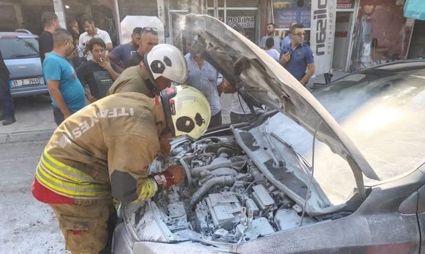 İskenderun trafiğinde motor yangını HBB itfaiyesi müdahalesiyle söndürüldü