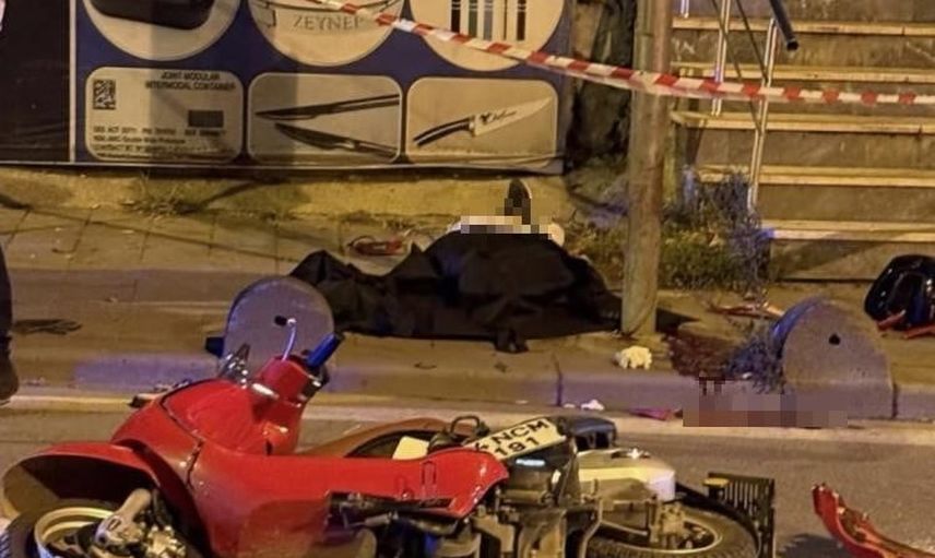 Beykoz'da kaldırıma çarpan motosiklet sürücüsü direğe çarparak hayatını kaybetti