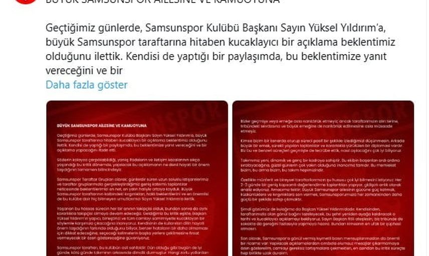 Samsunspor taraftarları: birlik çağrısı, kulüp sahipliği taraftarın hakkı