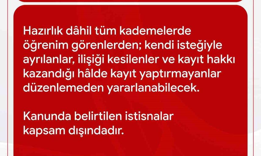 Yükseköğretimde kapsamlı geri dönüş: ilişiği kesilen öğrencilere yeniden öğrenim hakkı