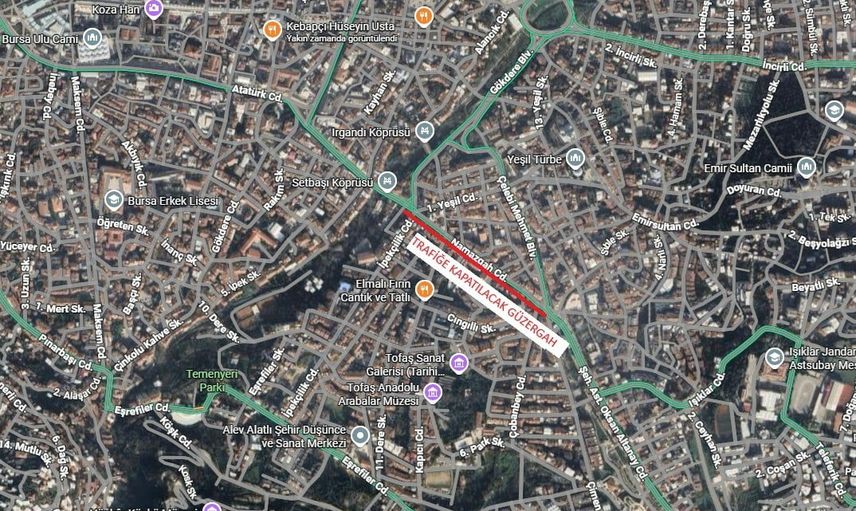 Yıldırım'da gece yürütülecek asfalt çalışması için geçici trafik düzenlemesi