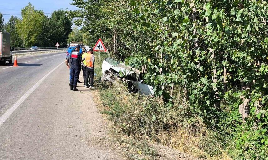 Tokat'ta direğe çarpan araçtaki yolcu kaldırıldığı hastanede yaşamını yitirdi