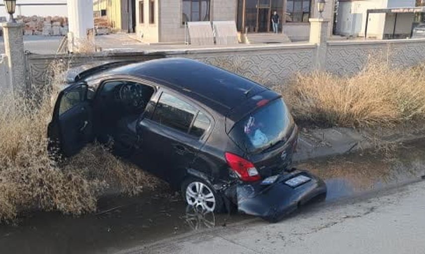 Köpeği görünce manevra yapan sürücünün otomobili şarampole düştü