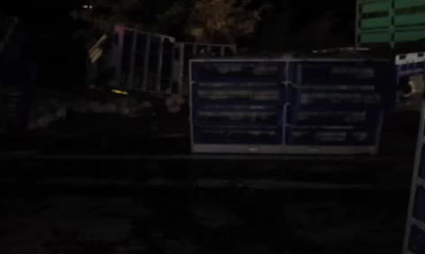 Tavuk yüklü tır kazası Sarıkaya'da çok sayıda kümes hayvanı telef oldu