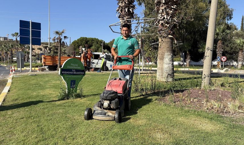 Kuşadası girişlerinde estetik ve güvenlik odaklı bakım çalışması