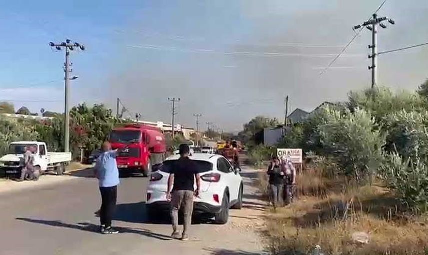 Aksu'da zeytinlikte başlayan yangın helikopter ve itfaiye müdahalesiyle kontrol altına alınmaya çalışılıyor