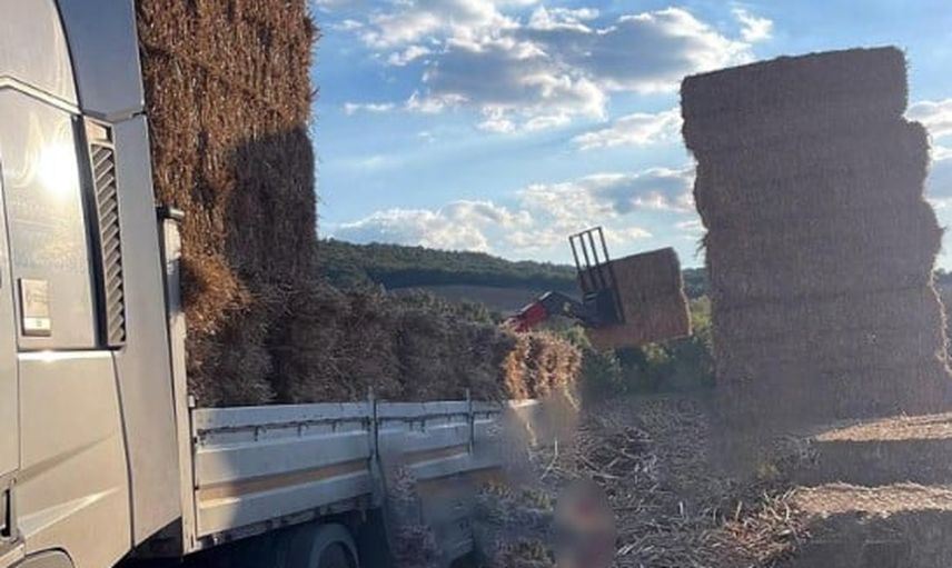 Tira yükleme anında devrilen saman balyaları hayatını aldı