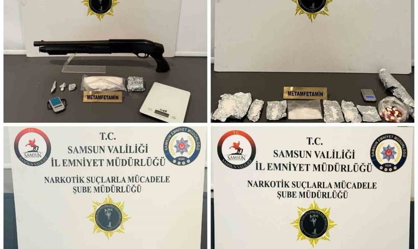 Samsun'da dört ilçeyi kapsayan narkotik operasyonunda çok sayıda uyuşturucu ve silah ele geçirildi
