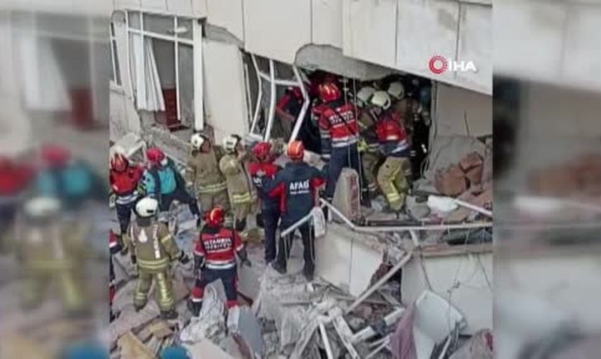Maltepe'de çökmenin ardından enkazla mücadele ve inceleme sürüyor