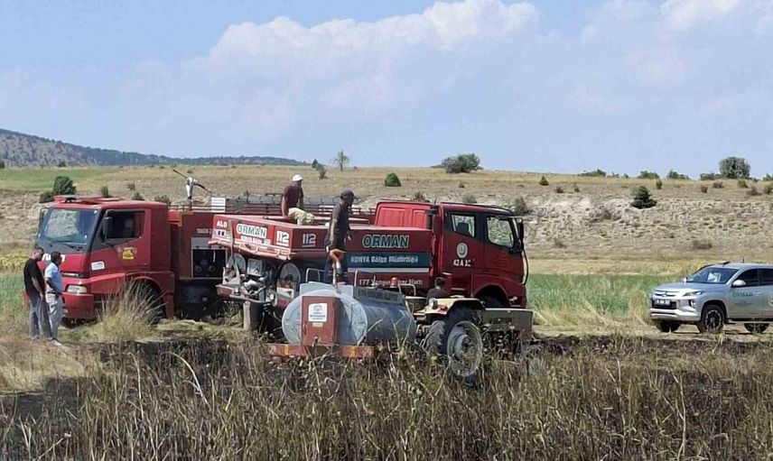 Beyşehir'de iki arazi yangını, hızlı müdahaleyle ormana sıçramadan söndürüldü
