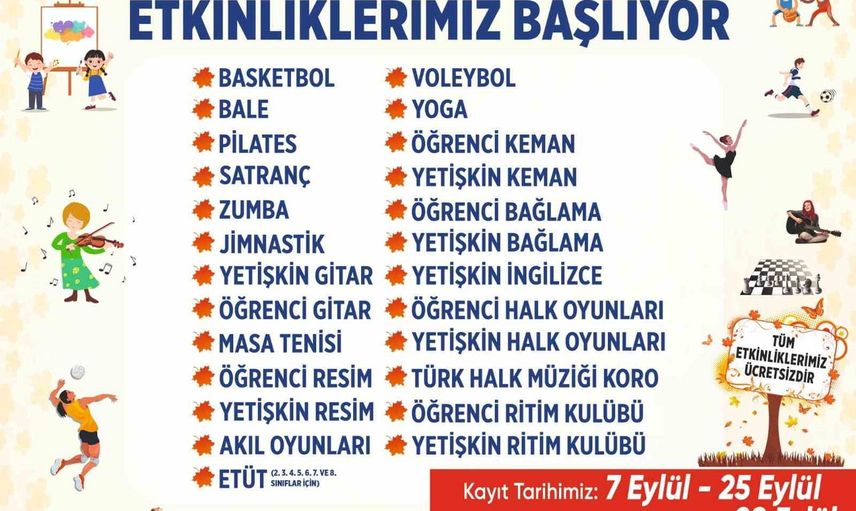Aydın'da ücretsiz sanat ve spor kurslarıyla güz dönemi başlıyor