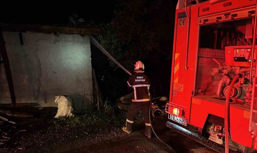 Kumru'da saman ısınması ahırı tutuşturdu: bir buzağı telef oldu, bir inek kurtarıldı