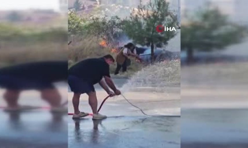 Edirne'de rüzgarla büyüyen otluk yangını mahalle ve itfaiyenin işbirliğiyle söndürüldü