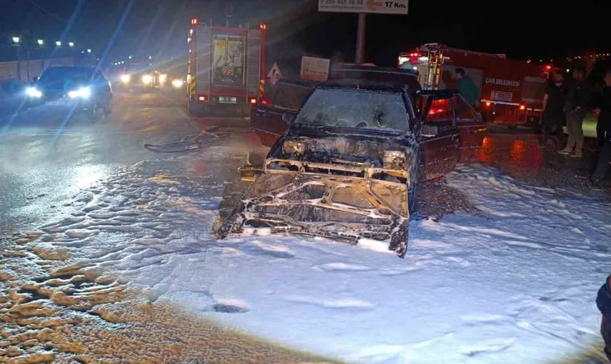 Tepeköy ışıkları yakınında motor alevlendi, sürücü aracı güvenle durdurdu