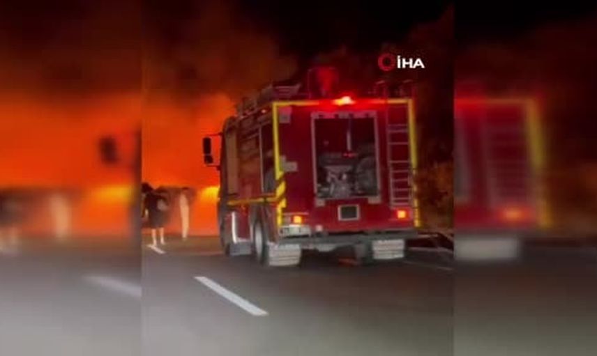 Tem otoyolunda motor yangını Bolu Çaydurt mevkiinde otobüsü küle çevirdi