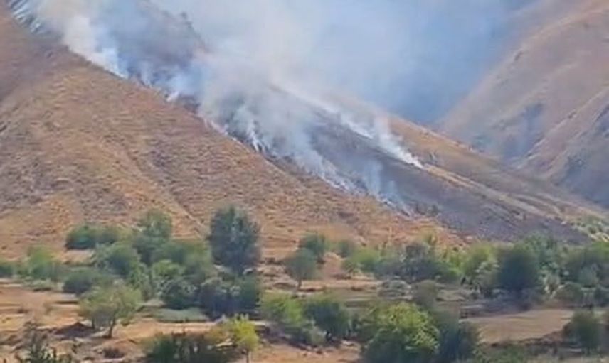 Palu'da Akdağ merasında rüzgarla yayılan yangına müdahale sürüyor