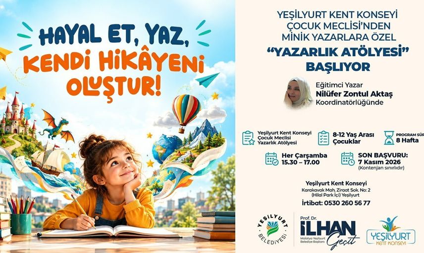 Minik yazarların hayal yolculuğu Yeşilyurt'ta başlıyor