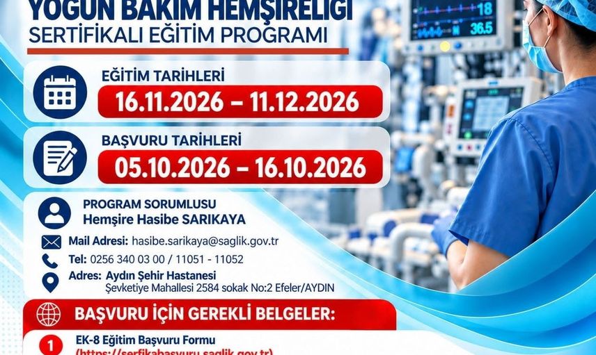 Aydın Şehir Hastanesi sağlık çalışanlarını yoğun bakım hemşireliği eğitimine davet ediyor