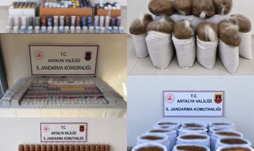 Antalya'da jandarma baskınında büyük miktarda kaçak tütün ele geçirildi
