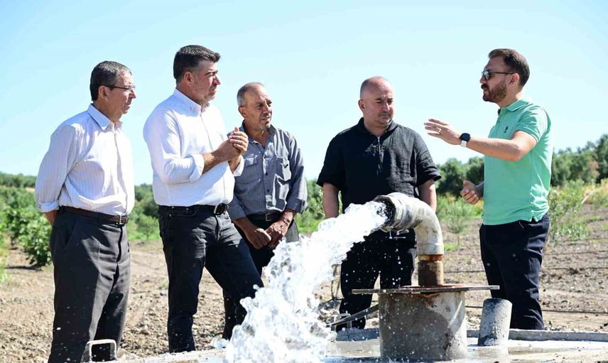 Koldere'ye sondaj can suyu: 2 bin 500 dönümlük üzüm ve zeytin arazisine destek