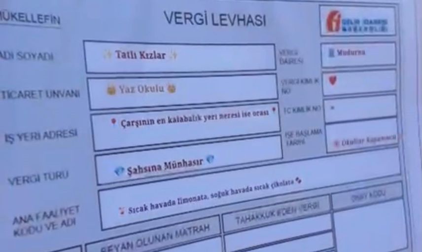 Minik girişimcilerin el yapımı vergi levhası tebessüm ettirdi