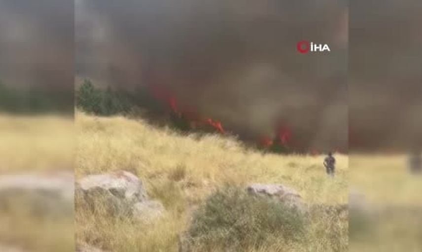 Ana yol kenarındaki ot yangını itfaiyenin müdahalesiyle kontrol altına alındı