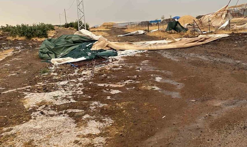 Elazığ'da fırtına ve dolu köyde çadırları uçurdu, arazilere zarar verdi