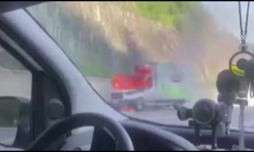 Sinop'ta yol üzerinde piliç yüklü kamyonet alevlere teslim oldu