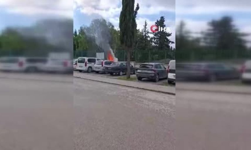 Hastane otoparkında yangın paniği: İskenderun'da park halindeki araç zarar gördü