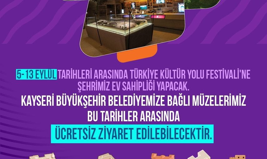 Kültür yolu festivalinde Kayseri'nin müzeleri ücretsiz