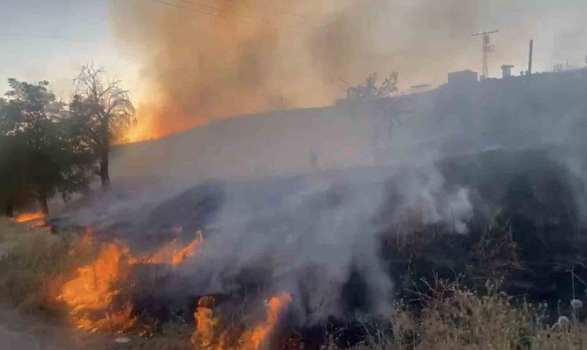 Elazığ'da mangal kıvılcımı otluk alanda yangın çıkardı