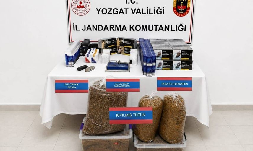 Yerköy'de iş yerinde binlerce makaron ve kaçak tütün ele geçirildi