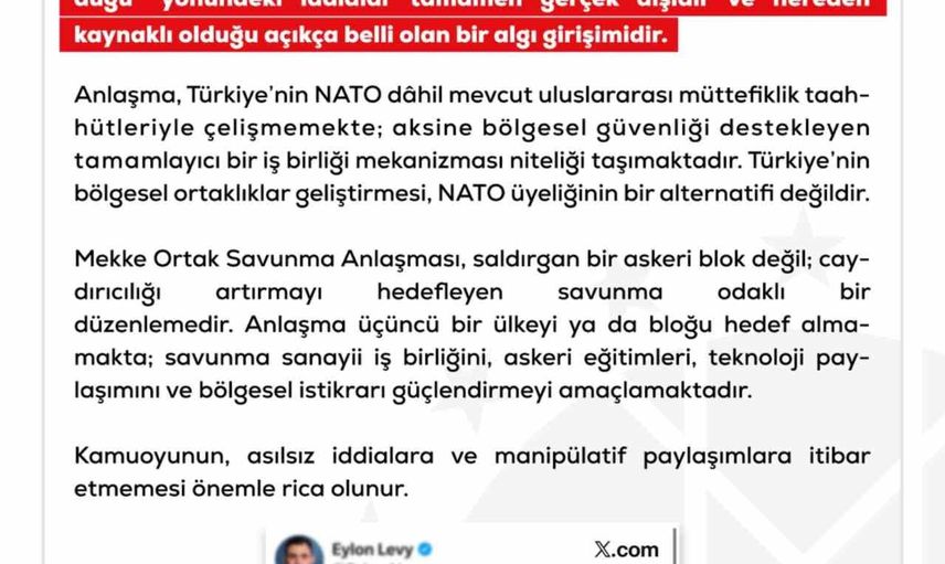 DMM'den uyarı: Mekke ortak savunma anlaşması NATO'nun 5. maddesiyle çelişmiyor